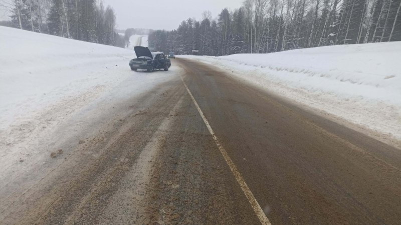 В Игринском районе водитель с признаками опьянения допустил занос автомобиля с наездом на снежный вал